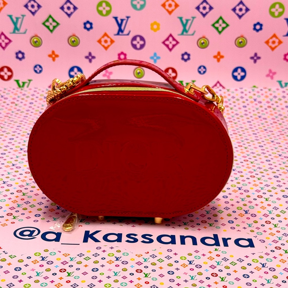 Dior Red Beauty Pouch — Custom Converted by Me w/ Strap, Feet, D-Ring